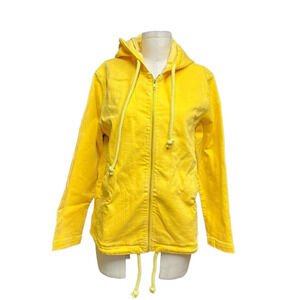 MOTHER The‎ Double Draw Hooded Denim Jacket Old Gold Size Large